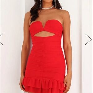 hello molly blossoming romance mini dress red size xs